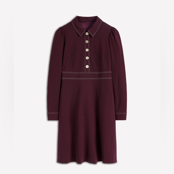 Boden Nicolette Long Sleeve Dress, Dark cherry, size 10 US/14 UK - Picture 3 of 7